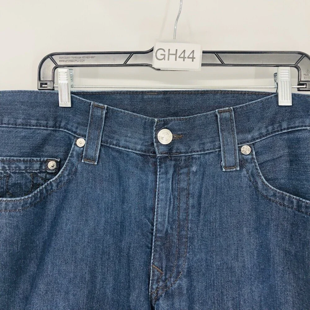 True Religion Men's Blue Denim 100% Cotton Mid Rise Straight Legs Jeans Pant 40